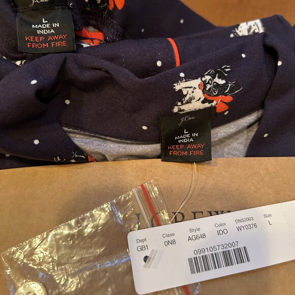 J.Crew NWT Dreamy Pajamas with Holiday French Bulldog Print - Picture 10 of 11